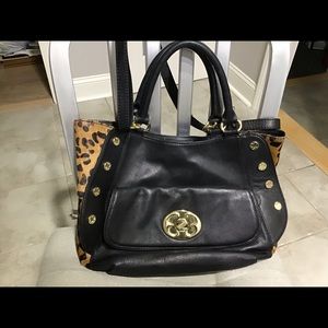 Black leather EmmaFox cross body with hair calf